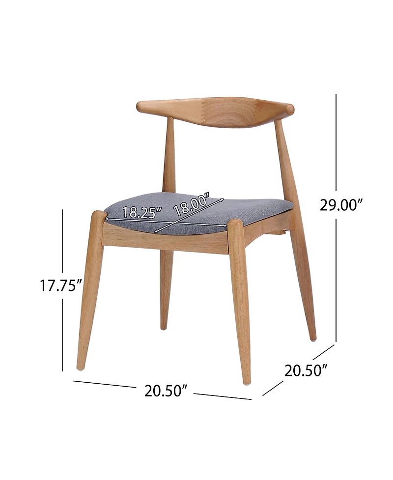 Rainsken Mid-Century Modern Dining Chairs Set of 2 with Curved Backrest, Comfort Cushions and Solid Wood Frame for Kitchen, Room