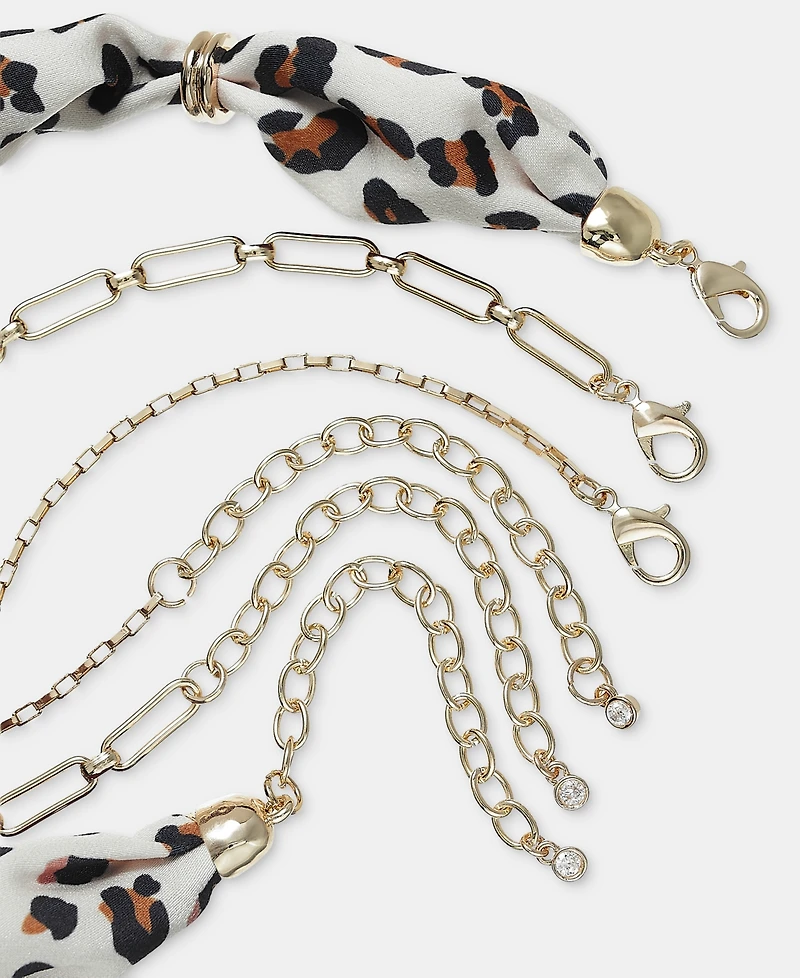 On 34th Leopard Scarf Three-Row Layered Necklace, Macy's Exclusive