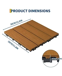 gaomon All-Weather Plastic Wood-Grain Composite Interlock Deck Tiles Flooring