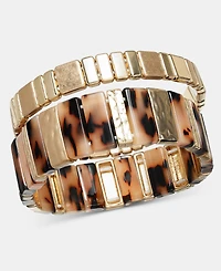 Style & Co Gold-Tone and Tortoise-Shell Stretch Bracelets, Set of Two, Macy's Exclusive