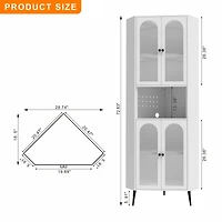 Sumyeg Corner Cabinet Metal Storage Cabinet with Doors and Adjustable Shelves