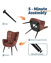 homfan Mid-Century Modern Upholstered Dining Chairs with Back Support and Metal Legs, Accent for Kitchen, Room, Living Room