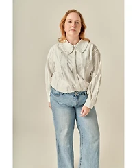 English Factory Plus Pintuck and Ruffle Detail Shirt
