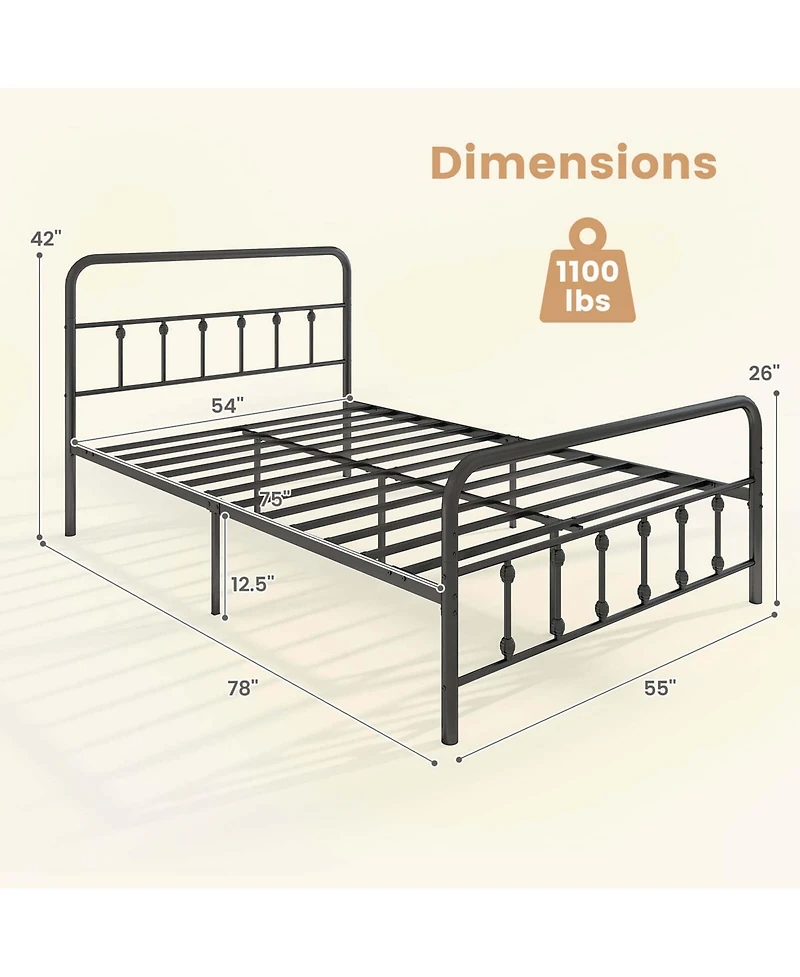 Costway Bed Frame with Headboard Under Bed Storage No Box Spring Needed