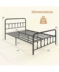 Costway Bed Frame with Headboard Under Bed Storage No Box Spring Needed