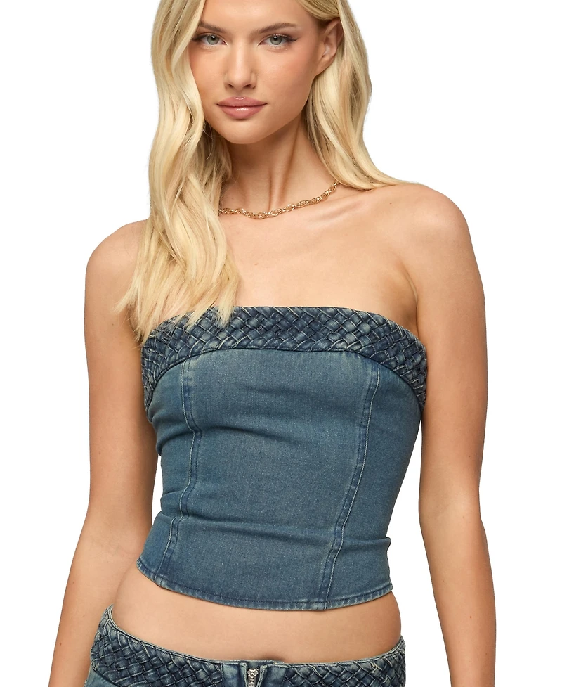 Edikted Women's Braidey Strapless Denim Top