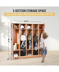 gaomon 2-Piece Set 5-Compartment School Lockers, glazed finish, 10 storage cells, rolling lockers with wheels, equipped with 5 hooks