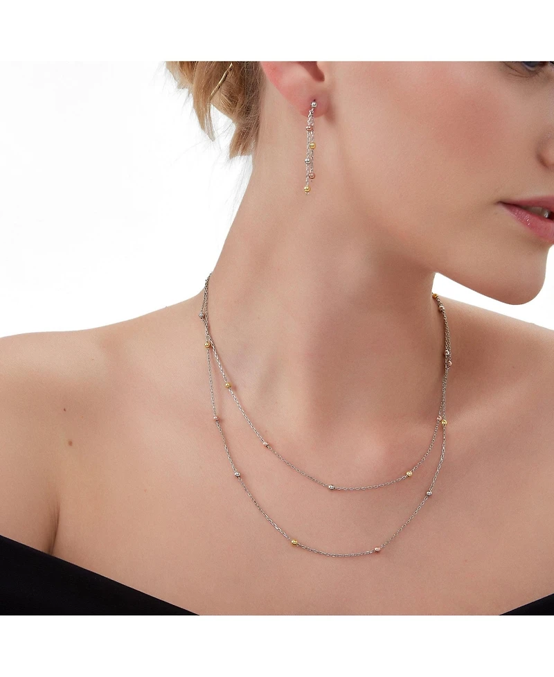 Spero London Dorissa Multicolour Sterling Silver Beaded Double Necklace