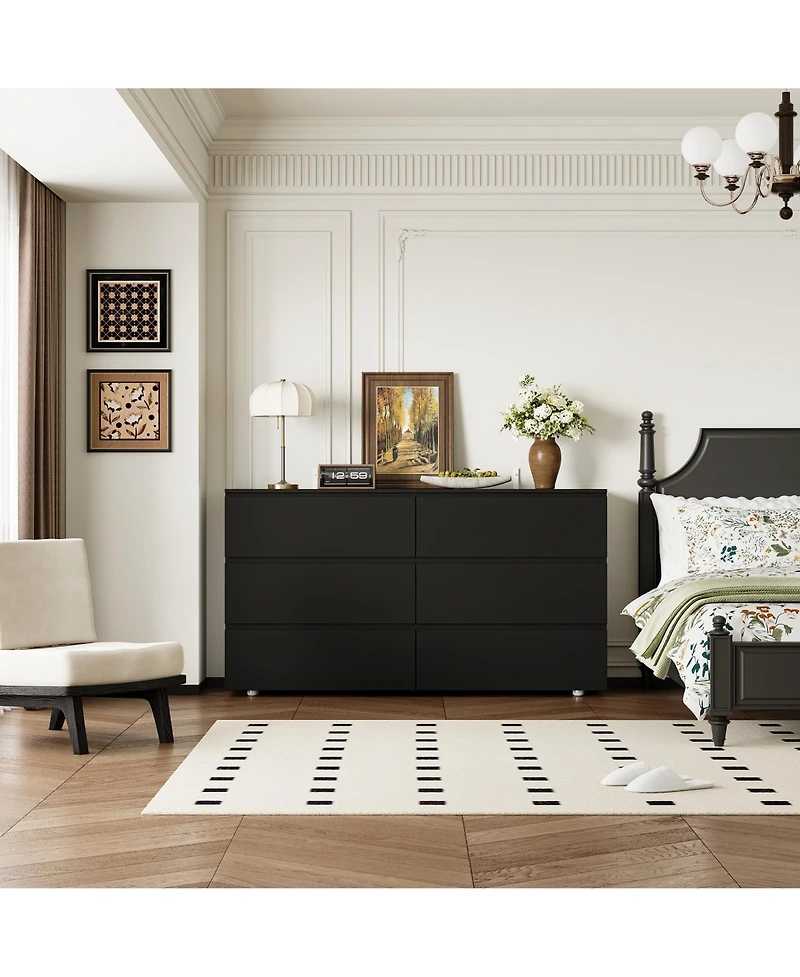 Homsee 6-Drawers Wood Chest of Drawer Cabinet Organizer