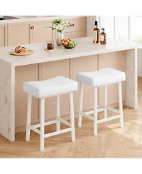 gaomon Set of 4 Counter Height Bar Stools with Upholstered Saddle Seats and Pu Leather Cushions