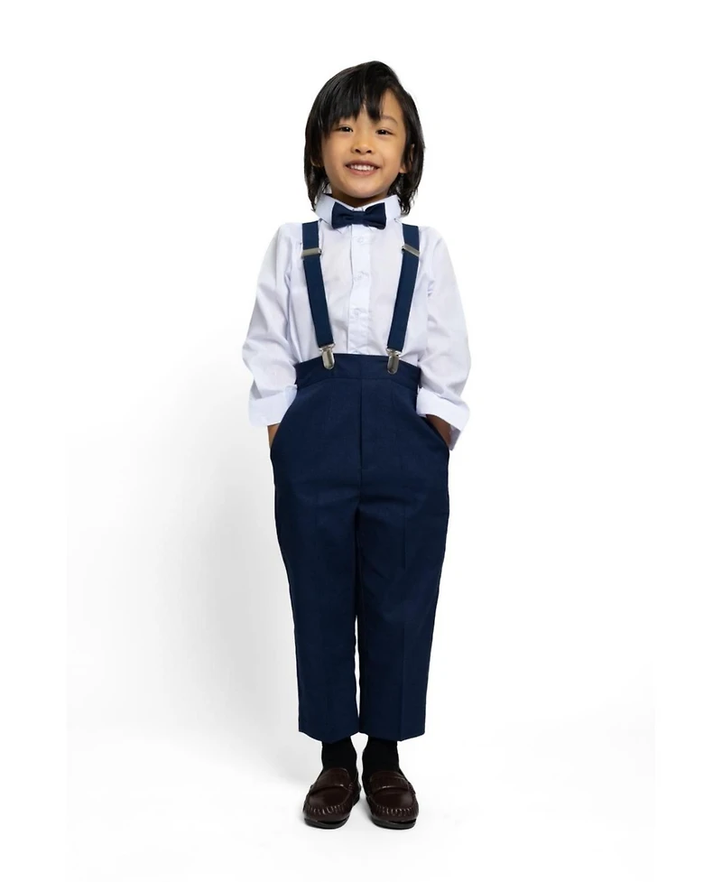 Peanut Butter Collection Toddler Boys Joey Safari Linen 5-Piece Shirt, Tie, Jacket, Vest and Pants Suit Set