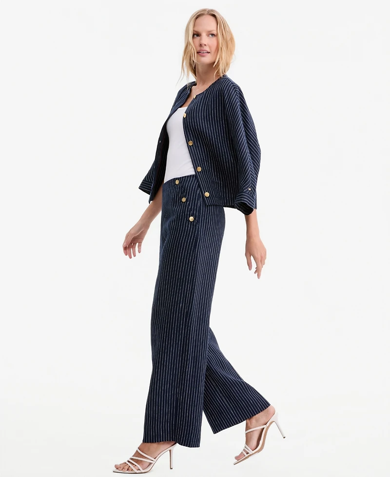 Tommy Hilfiger Women's Nautical Stripe High-Rise Wide-Leg Pants