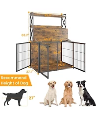 gaomon Dog Crate Furniture, 42.5 Inch Dog Kennel with Divider, Flip Top Dog Crate End Table with Divider, Large Dog Cage for Indoor