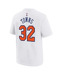Nike Big Boys and Girls Karl-Anthony Towns White New York Knicks Association Name Number T-Shirt