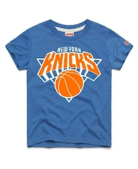 Homage Big Boys and Girls Royal New York Knicks Logo Tri-Blend T-Shirt