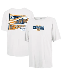47 Brand Women's Cream New York Knicks Bow and Banner Sadie T-Shirt