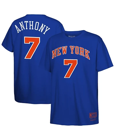 Mitchell Ness Big Boys and Girls Carmelo Anthony Blue New York Knicks Hardwood Classics Name Number T-Shirt