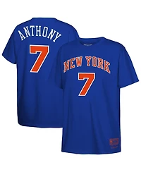 Mitchell Ness Big Boys and Girls Carmelo Anthony Blue New York Knicks Hardwood Classics Name Number T-Shirt