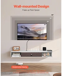 Gouun Floating Tv Stand, Wall Mount Entertainment Center with Cable Hole