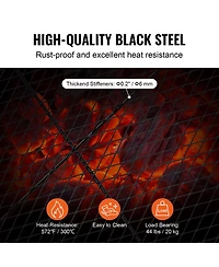 Cozito X-Marks Fire Pit Grill Grate, 32 x 15 inches Rectangle Q235 Steel Cooking Grid with Handle