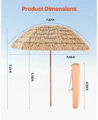 Cozito Tiki Umbrella, 8 feet Thatched Patio Umbrella with Tilt and 8 Metal Ribs
