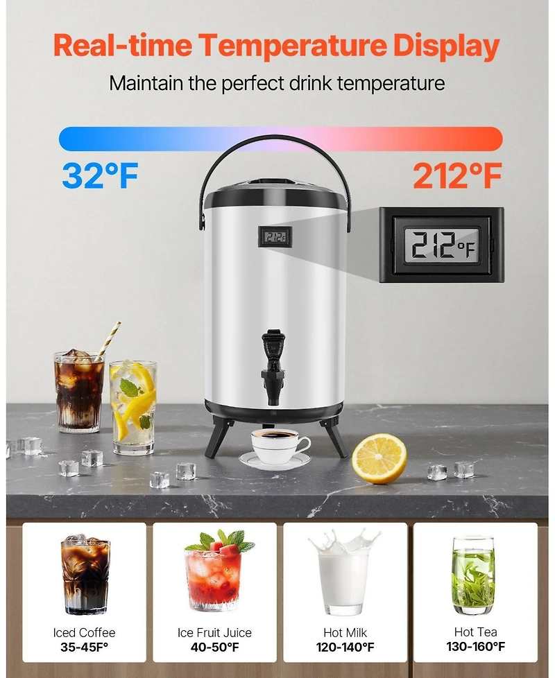 Cozito Insulated Beverage Dispenser, 3.2 Gal 12L Stainless Steel Server, 2 Pack