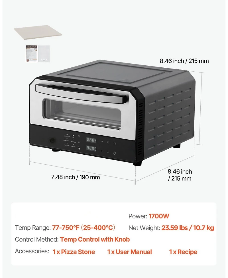 Cozito Electric Pizza Oven, 12 inches Countertop Pizza Cooker with 5 Presets