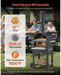 Cozito Outdoor Pizza Oven, 12 inches Wood Pellet 2-Layer Pizza Maker with Wheels