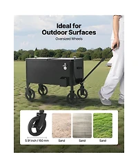 Cozito 80 Quart Rolling Ice Chest Cart with Telescopic Handle and Swivel Casters
