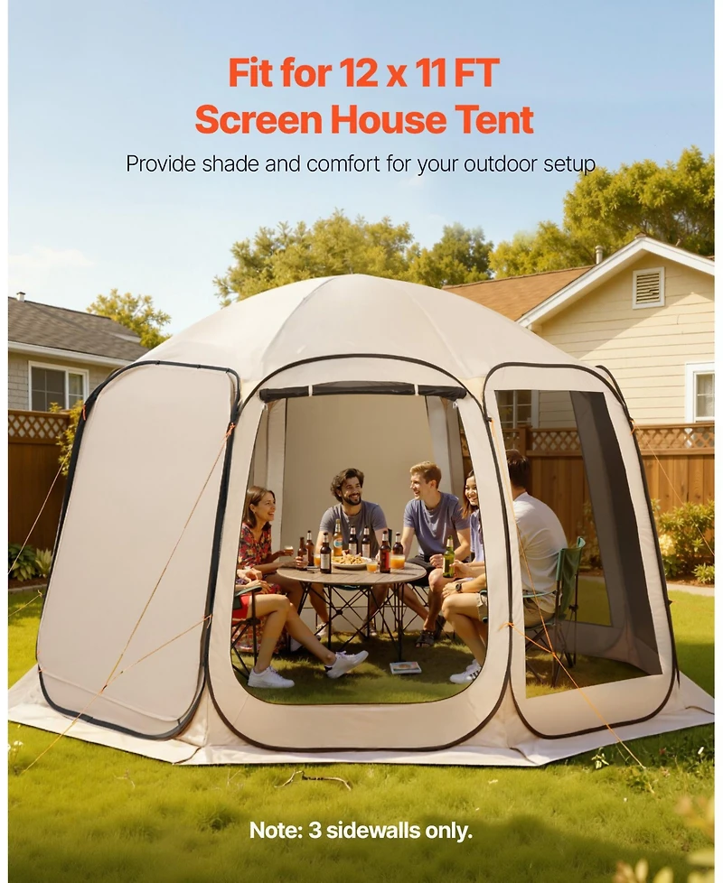 Cozito SunShade Sail Canopy Covers, 3 Pack for 12 x 11 feet Screen House