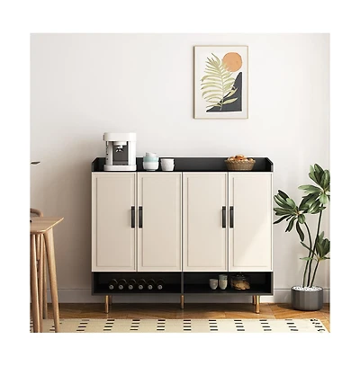 Rainsken Shoe Cabinet with 4 Doors Large Modern Shoe Storage Organizer Cabinet with Adjustable Shelves for Entryway Slim Shoe Rack Cabinet
