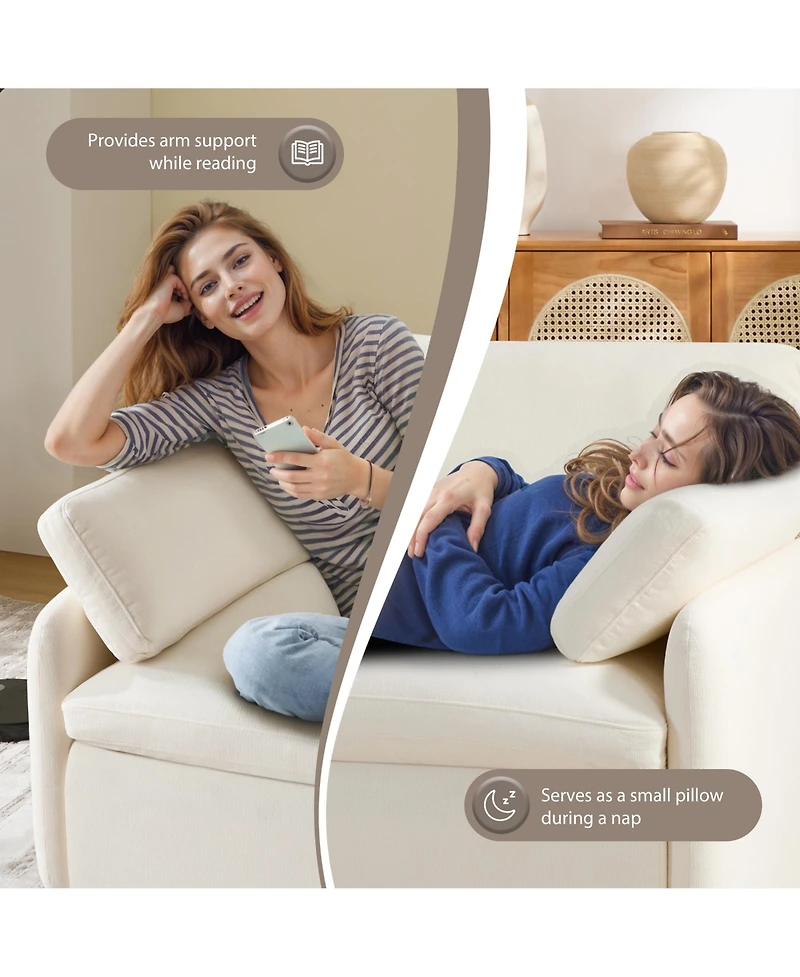 Rainsken Oversized Chenille Single Sofa Chair, 5043" Wide and Deep Seat Accent Chair with Pillows, Comfy Armchair for Living Room, Apartment