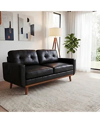 Rainsken 65 inch Small Loveseat, Comfy Mini Cloud Couch, breathable Foil fabric and solid wood legs, for Living Room Apartment