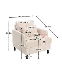 Rainsken Modern Accent Chair with Studded, Upholstered Chenille Armchair, Solid Wood Frame, for Living Room, Apartment, Bedroom