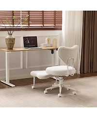 Rainsken Meditation chair, Teddy fabric, with lumbar support and a height, Heart-Shaped Backrest, Adjustable Height, for Office, Study