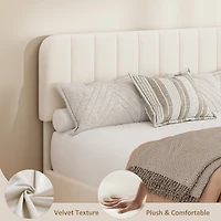 gaomon Velvet Upholstered Platform Bed with Adjustable Headboard - Vertical Channel Tufted, No Box Spring Needed, Easy Assembly