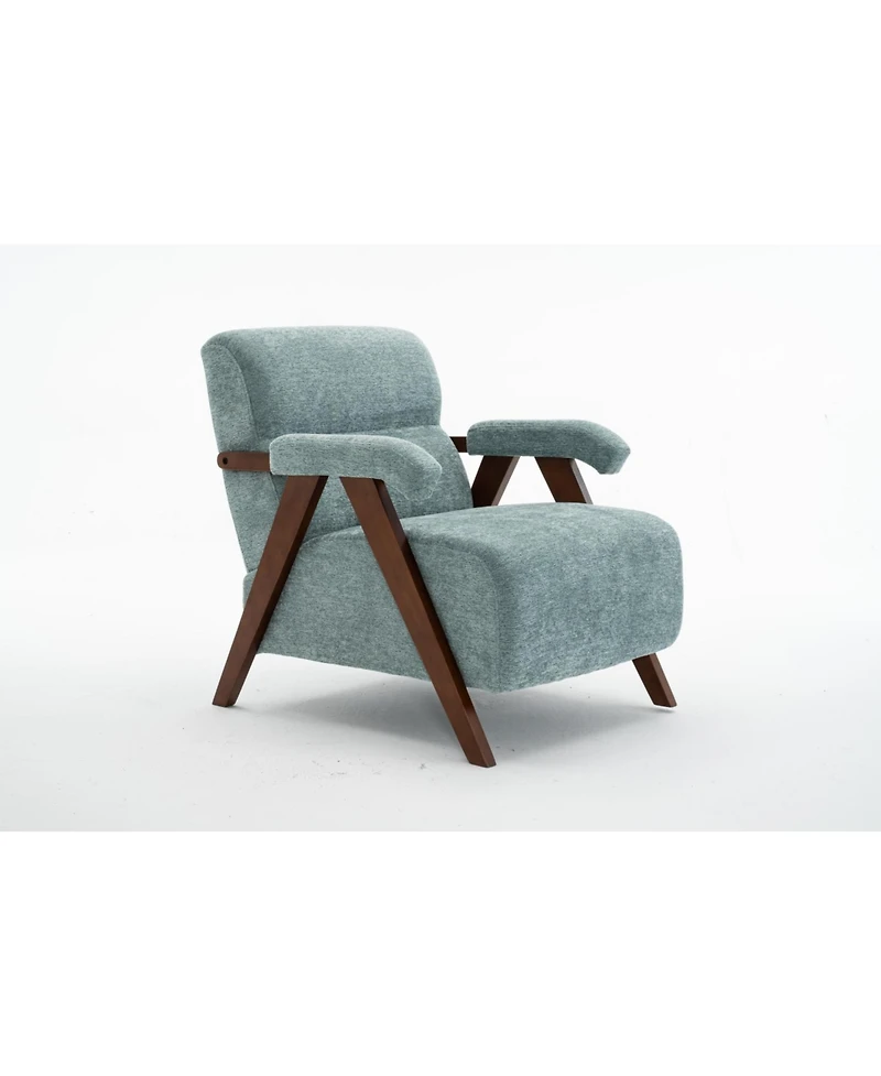 Rainsken Modern Accent Chair, with Thick Cushion, Tufted Armchair, Solid Wood Frame, for Bedroom, Apartment
