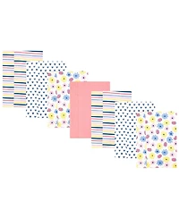 Hudson Baby Girl Cotton Poly Flannel Burp Cloths 7-Pack, Flowers And Strawberries, One Size