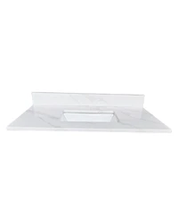 Sillysis Quartz Bathroom Vanity Top with Undermount Sink, Carrara Style, 4" Backsplash, 1 Faucet Hole, 31/37/43 Inch