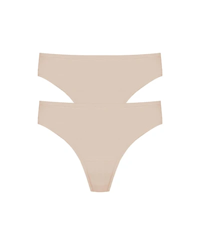Natori Women's Bliss Bare Cotton Thong 2-Pack