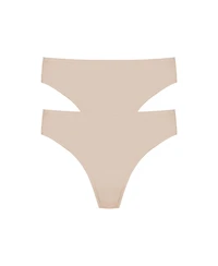 Natori Women's Bliss Bare Cotton Thong 2-Pack