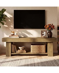 Tribesigns Wooden Tv Stand for Tvs up to 65, Natural Modern Entertainment Center with Lower Open Shelf, 63" Farmhouse TV Media Console