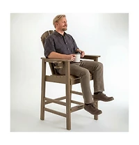 Clihome 1 Piece Patio Bar Chair Hdpe Adirondack with Cup Holder, Outdoor Stool Armrests