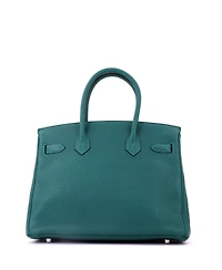Pre-Owned HERMES Birkin 30 Handbag Green Clemence with Palladium Hardware