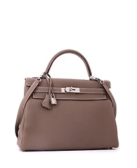 Pre-Owned Hermes Kelly 32 Handbag Grey Togo with Palladium Hardware