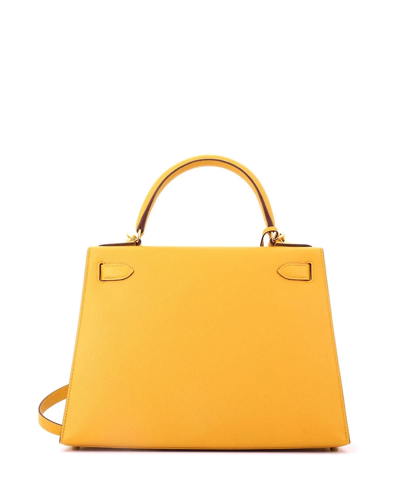 Pre-Owned HERMES Kelly 28 Handbag Yellow Epsom with Gold Hardware