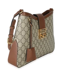 Pre-Owned Gucci Beige Ebony Gg Supreme Monogram Canvas Medium Padlock Shoulder Bag