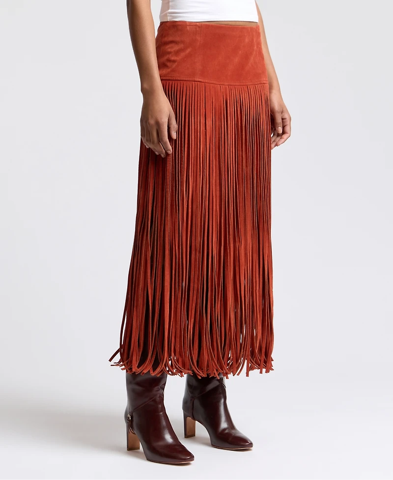 Avec Les Filles Women's Fringe Maxi Skirt