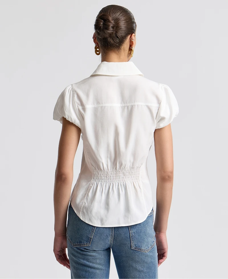 Avec Les Filles Women's Fitted Puff Sleeve Top