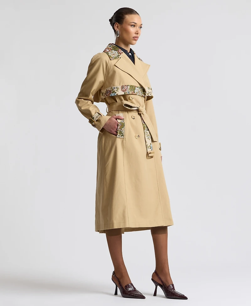 Avec Les Filles Women's Combo Belted Trench Coat